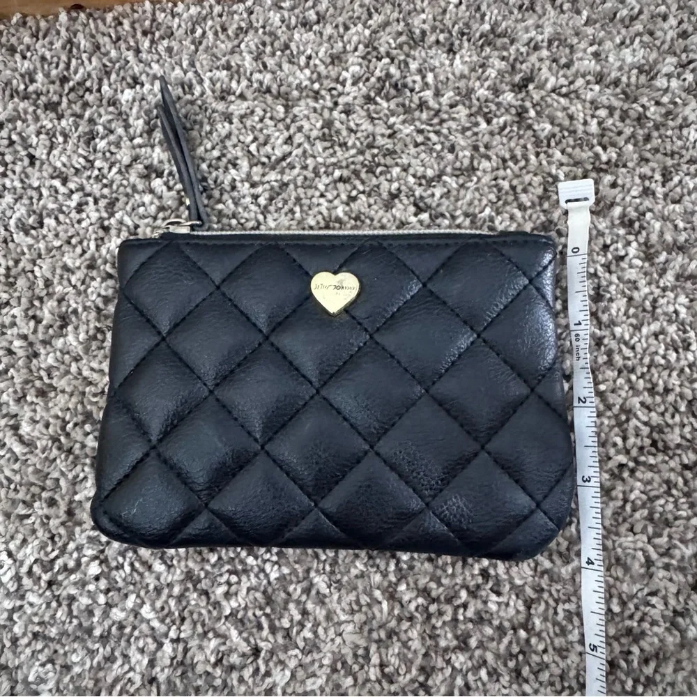 Betsey Johnson black puffy heart pattern zipper pouch